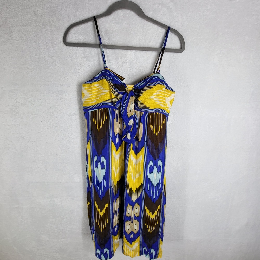 Tory Burch Y2K Babydoll Dress Sz 6‎ Ikat Printed Silk Strapless Optional Straps